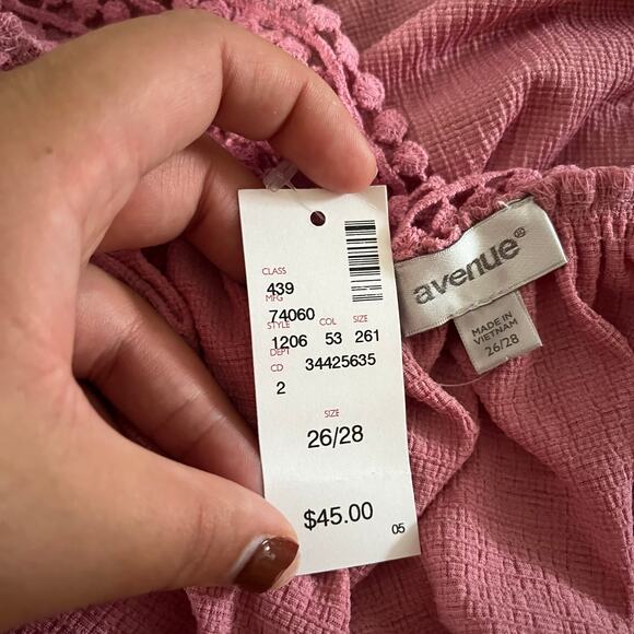 NWT Pink Cold Shoulder Crochet Detail Blouse Plus Sz 4X Cruise Boho - Picture 7 of 8